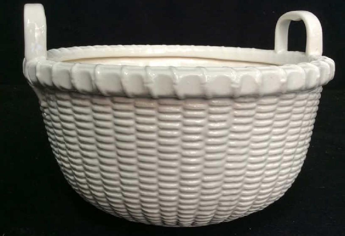 George Davis Signed White Ceramic Basket (1 of 8)