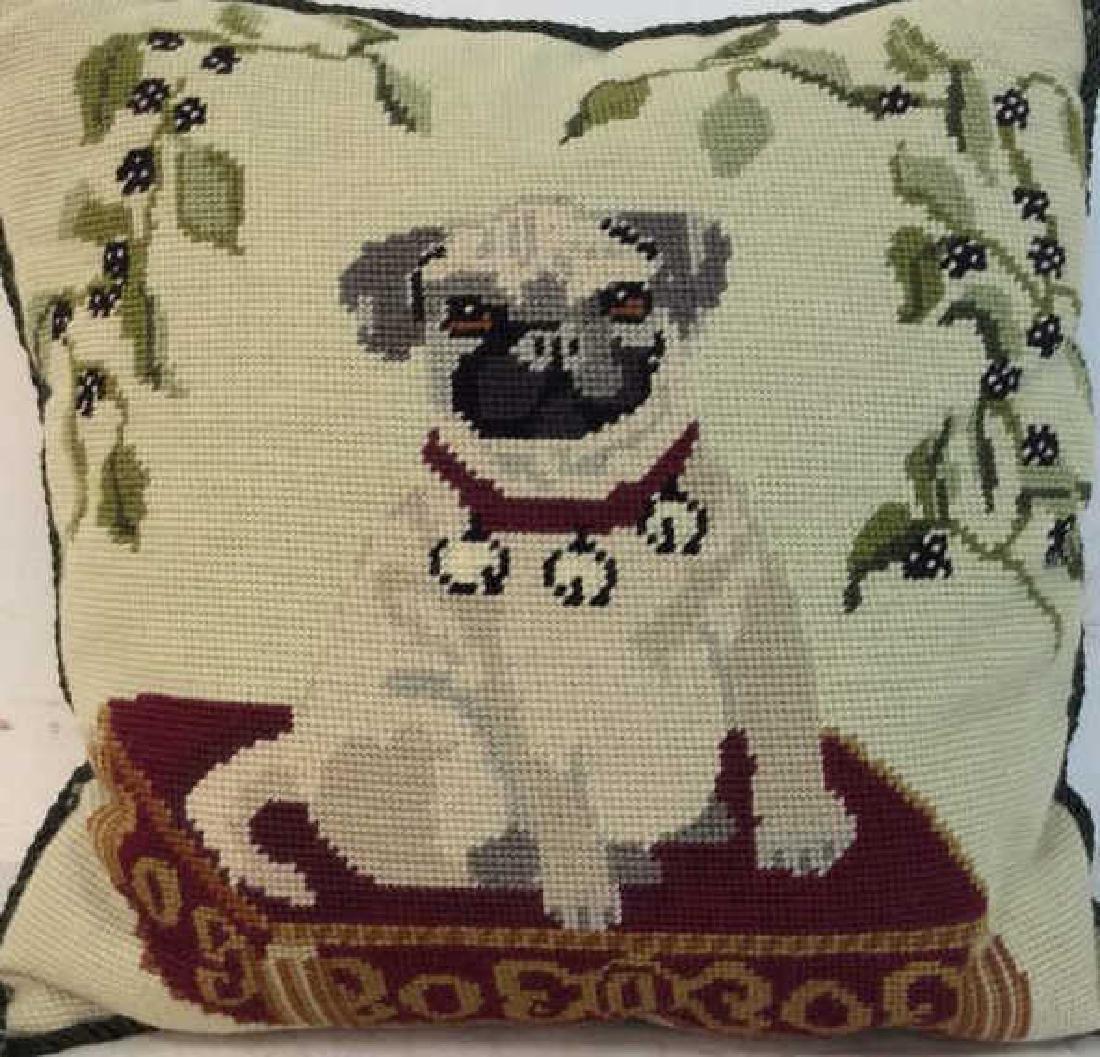 Pug Dog Needlepoint Throw Pillow (1 of 8)