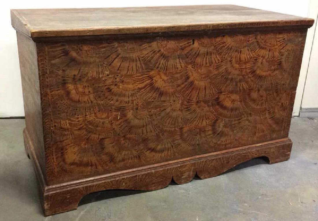 Faux Painted Feathered Antique Chest Trunk (1 of 11)