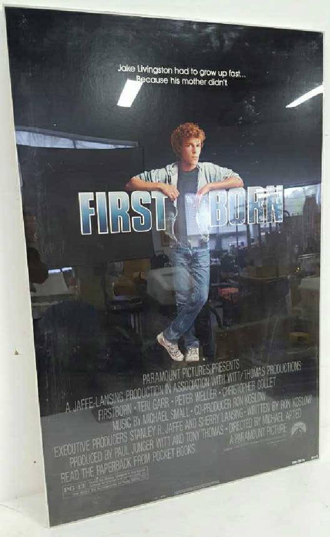 Original Movie Film Poster First Born 1984: Original Movie Film Poster First Born 1984, advertising and publicity vintage poster, first run edition, First Born, released in 1984, starred Teri Garr, Peter Weller, and Christopher Collet, original
