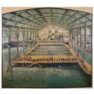 Original Framed Sutro Baths San Franciso Ad Poster: Rare Original Antique Vintage Litho Poster, professionally, mounted, matted and framed. Large American, Turn of the Century Artfully Framed Poster In Good Condition. The Sutro Baths First opened to th