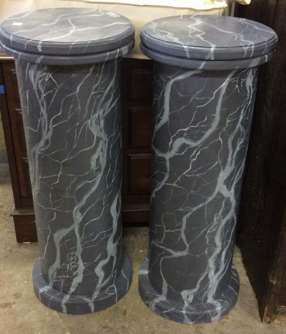 Pair Marbleized Wood Pedestals (1 of 8)