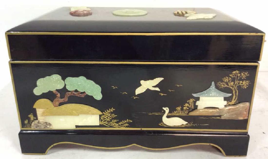 Black Lacquer Decorative Asian Box (1 of 10)