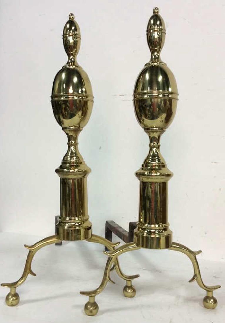 Antique American Penny foot Andirons C late 1700's (1 of 10)