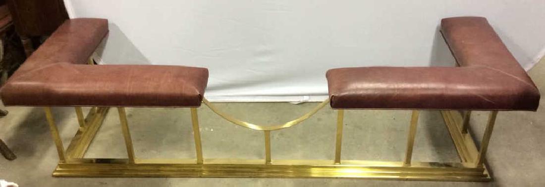 Vintage Brass and Leather Fireplace Fender (1 of 10)