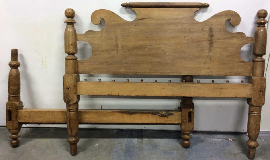 Antique Hand Carved Bed English Pine (1 of 9)