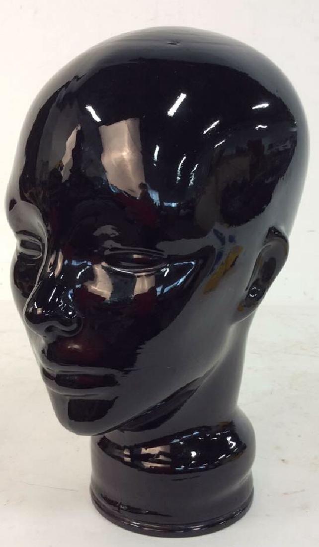 Black Glazed Ceramic Head Sculpture (1 of 9)