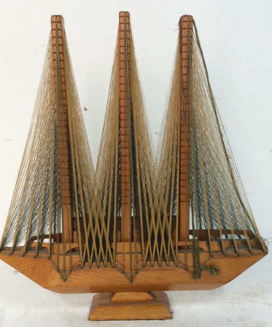 Hand Made Carved Tall Ship: 3 mast tall ship of carved birds Eye Maple wood with nautical veneer polish, masts have intricate thread work defining sails. Hand done. Sailing vessel, sloop, tall ship, Maritime crafts, nautical col