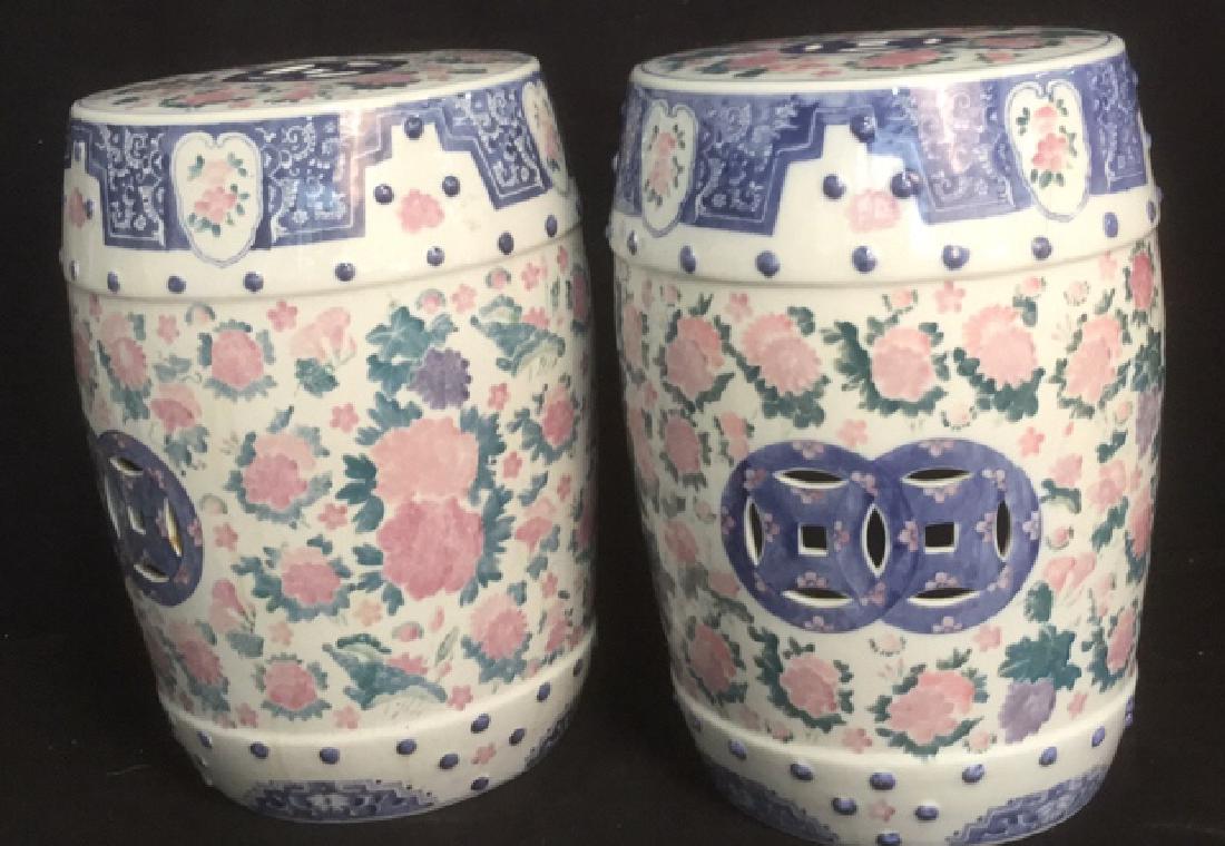 Pair Asian Theme Ceramic Garden Stools (1 of 10)