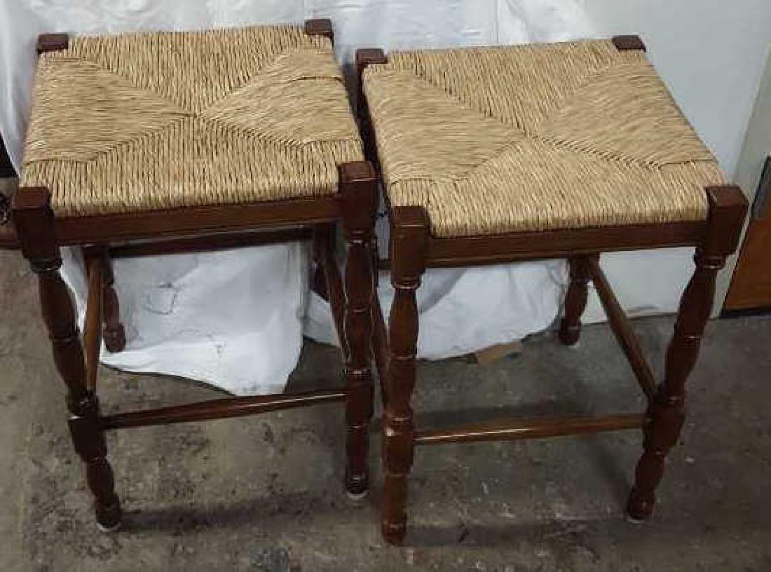 Pair mahogany with Rush Seat Stools (1 of 9)