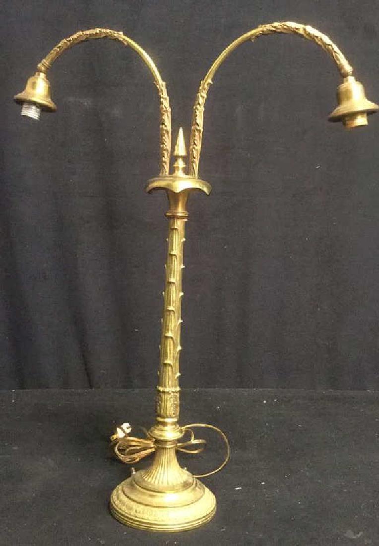 Art Deco Brass Double Light Ornate Table Lamp (1 of 10)