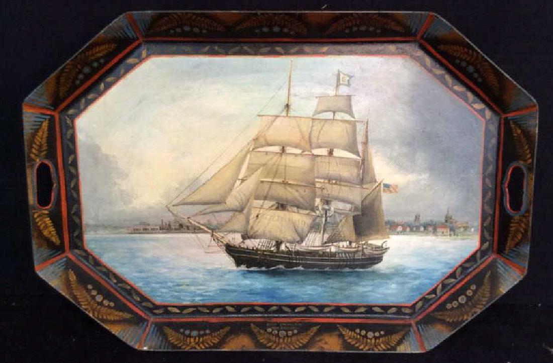 Antique Maritime Hand Painted Folk Art Tray C 1860 (1 of 16)