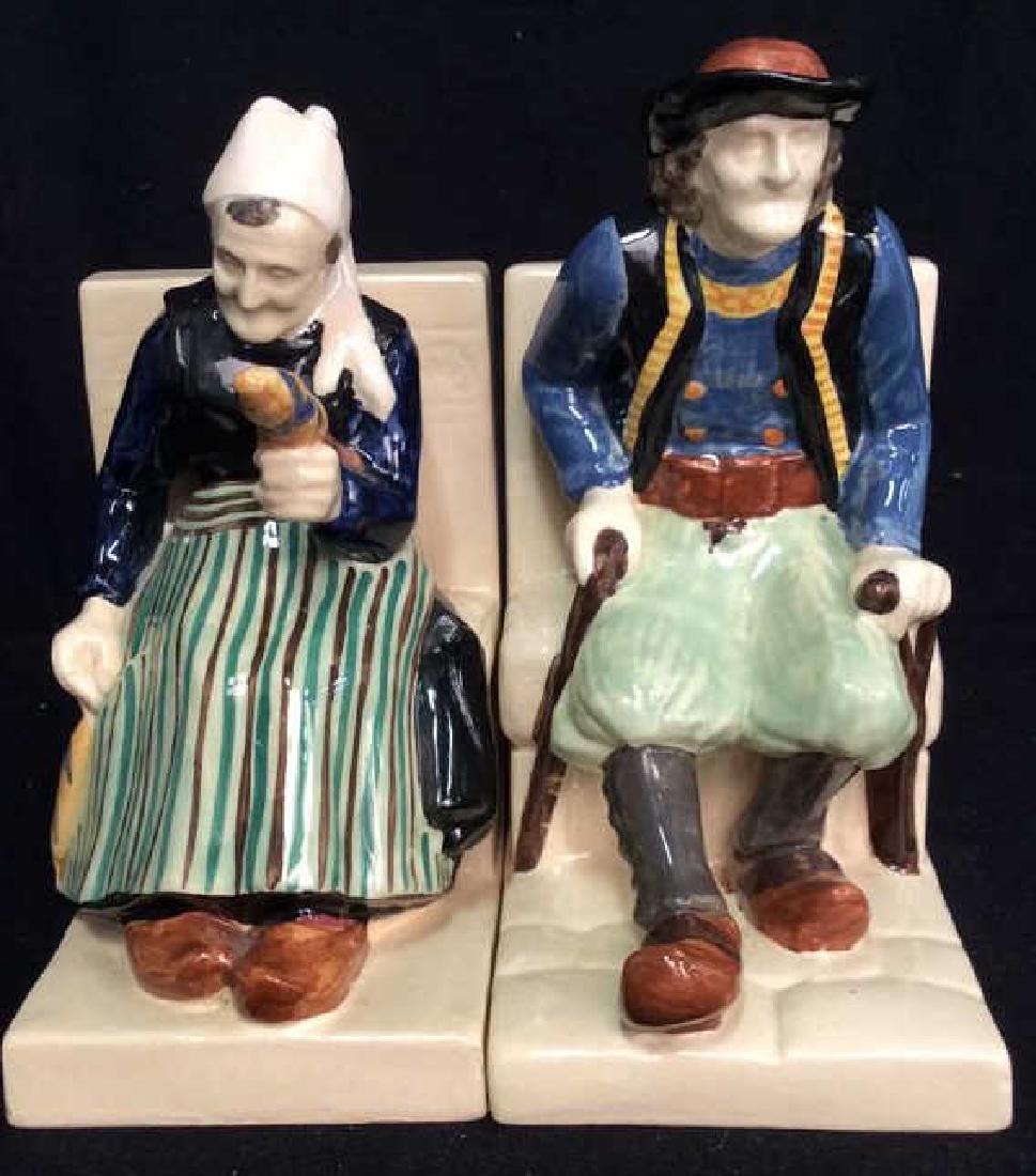 Pair Bouvier Signed Quimper Seated Figure Ceramics (1 of 11)