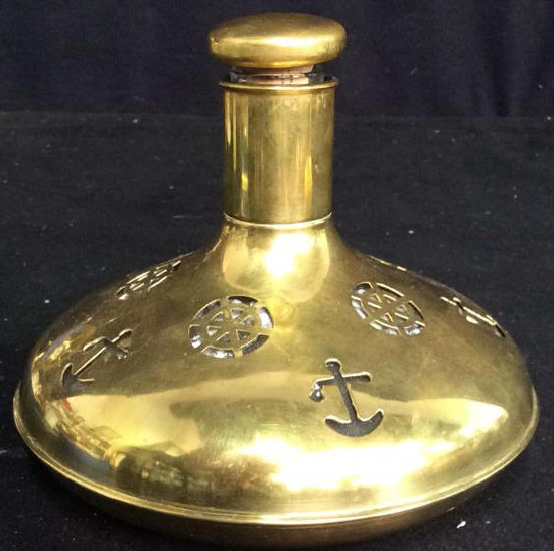 Antique Brass Ships Flask W Anchors (1 of 10)