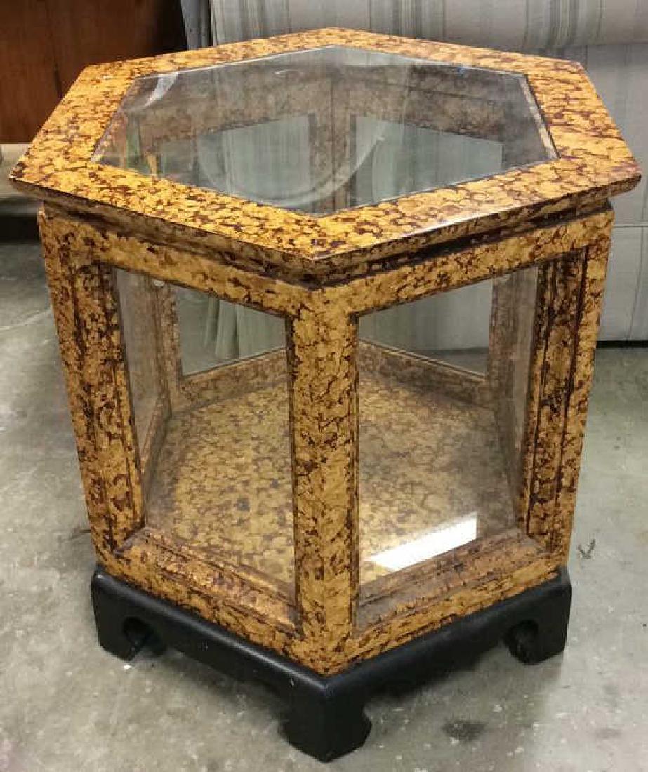 Octagonal Burlwood Vitrine Black Base (1 of 9)