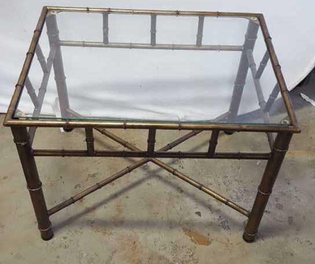 Gold Painted Metal Glass Topped Side Table (1 of 8)