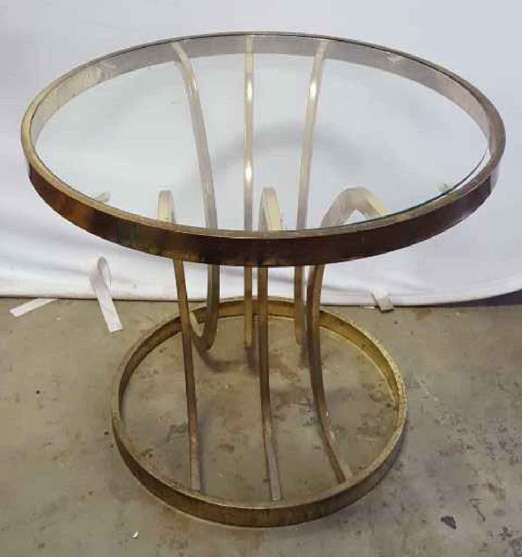 Gold Painted Metal Glass Topped Side Table (1 of 9)