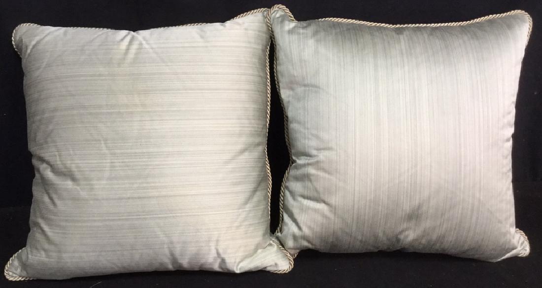 Pair Striped Silk Satin Honeydew Green Pillows (1 of 10)