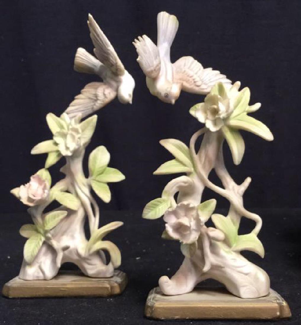 Pair Hand Painted Bisque Bird and Floral Figurines (1 of 8)