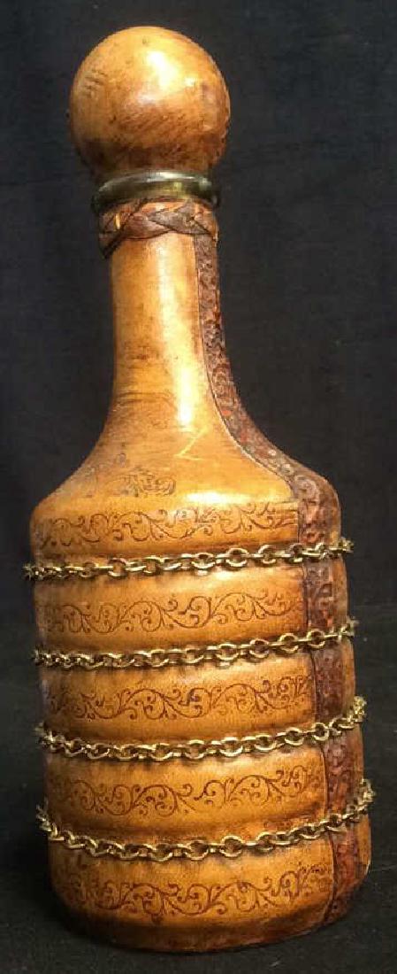 Engraved Leather Cased Bottle w Stopper Italy (1 of 5)