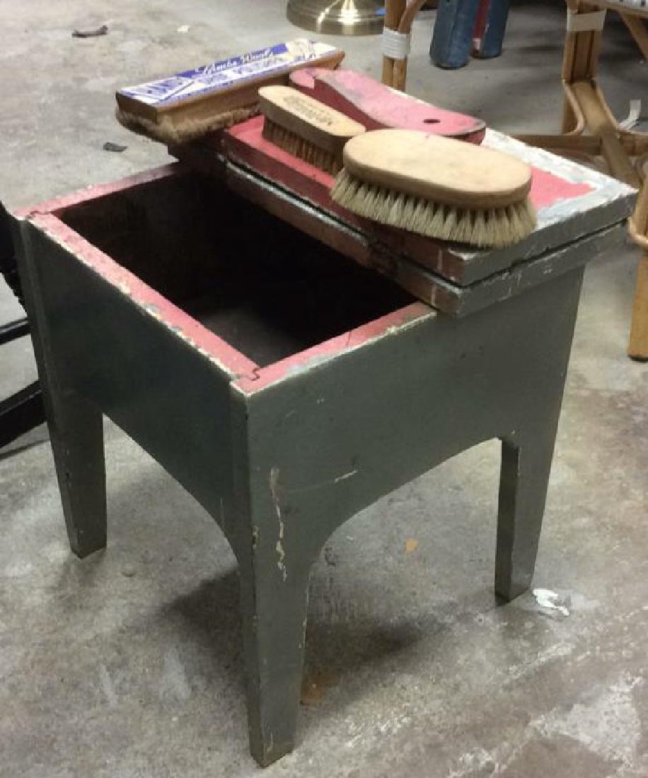 Antique Wood Shoe Shine Box w Accessories (1 of 8)