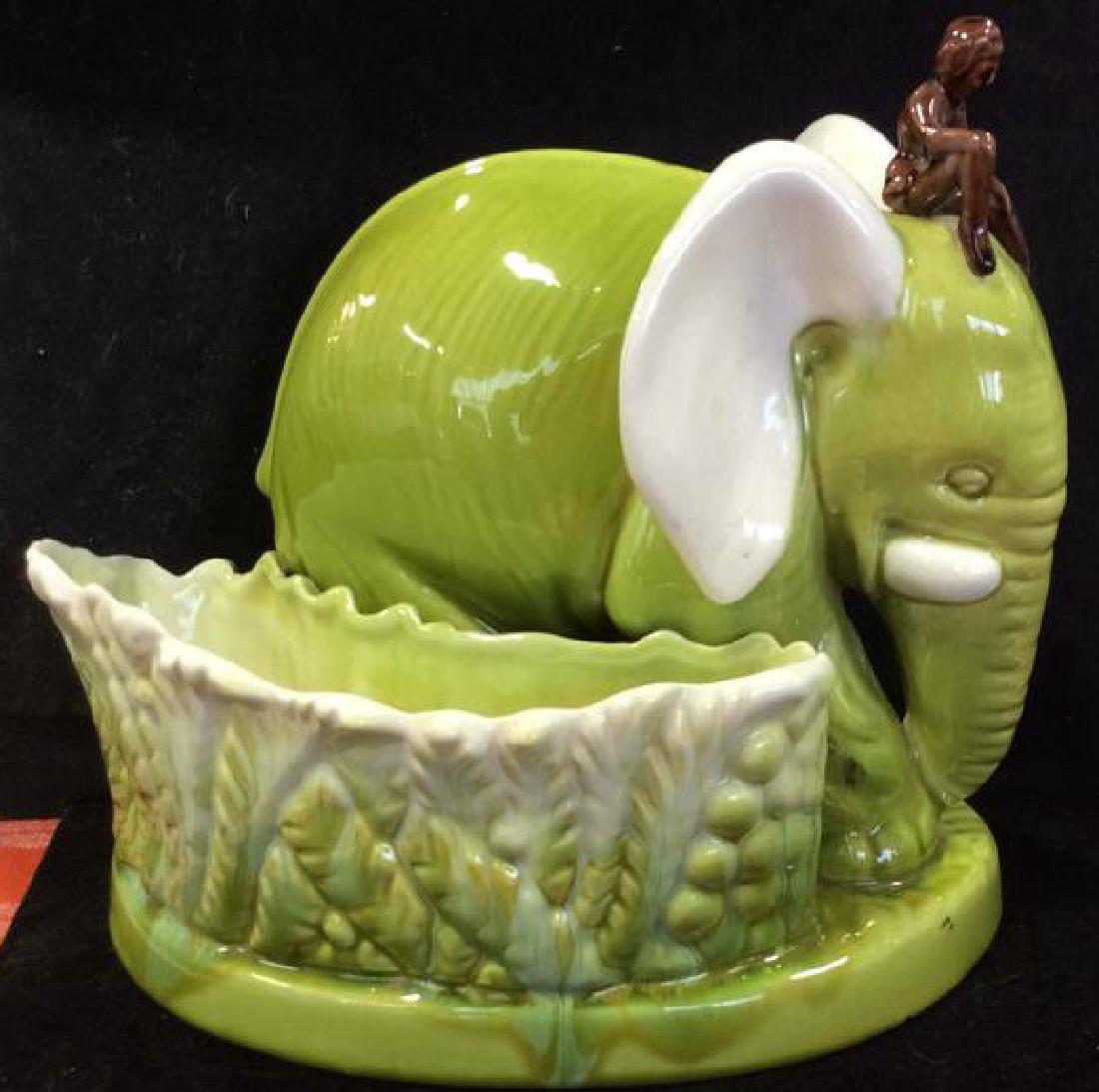 Vintage Green Glazed Elephant Form Planter (1 of 9)