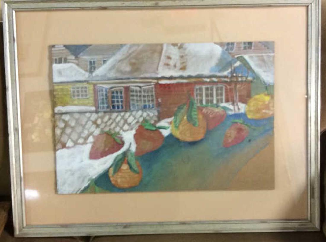 Signed 1987 House w Strawberries Framed Artwork (1 of 9)