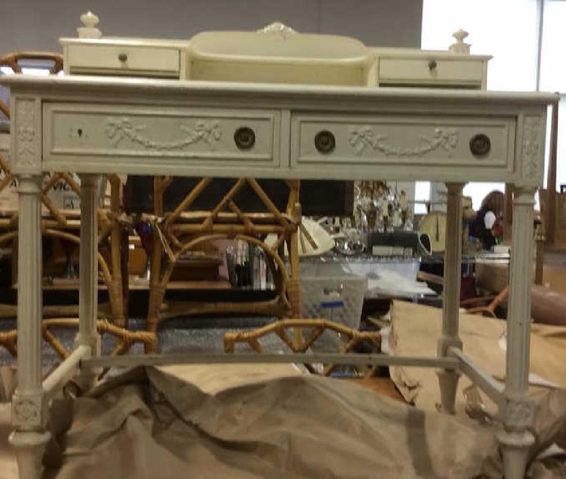 Vintage Painted Carved White Desk (1 of 10)