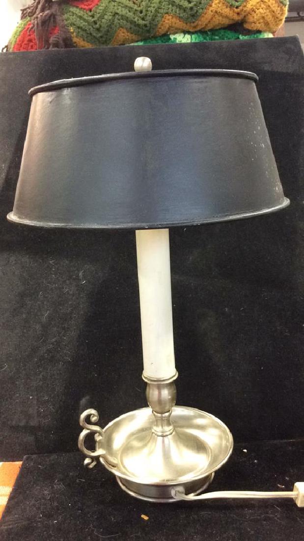 Tole and Pewter Candlestick Lamp (1 of 6)