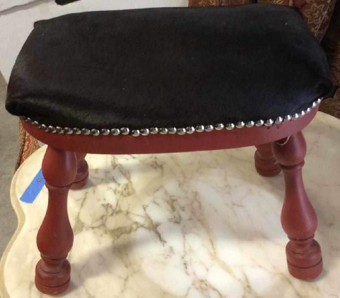 Antique Wood Cowhide Foot stool (1 of 10)