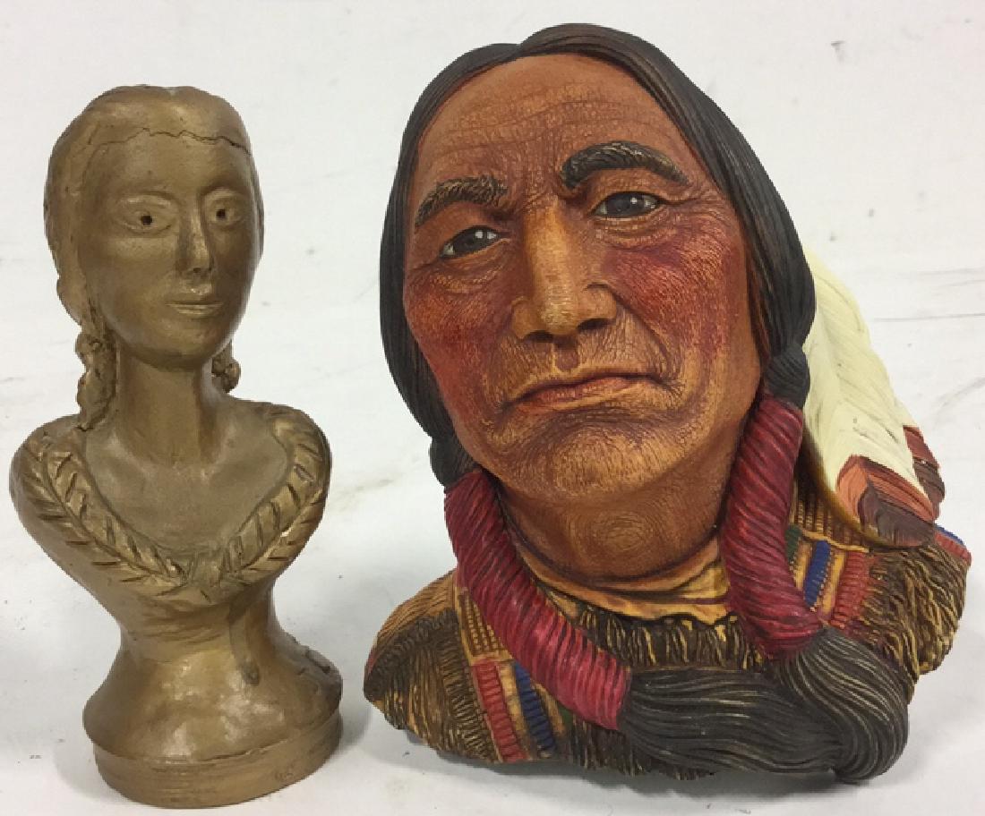 Group Lot 2 Signed Busts Sitting Bull and Female (1 of 10)