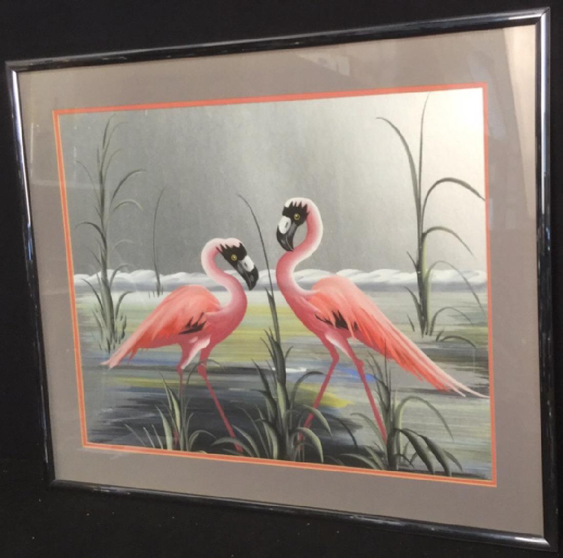 Framed Artwork Depicting Flamingos Silver Backing (1 of 6)