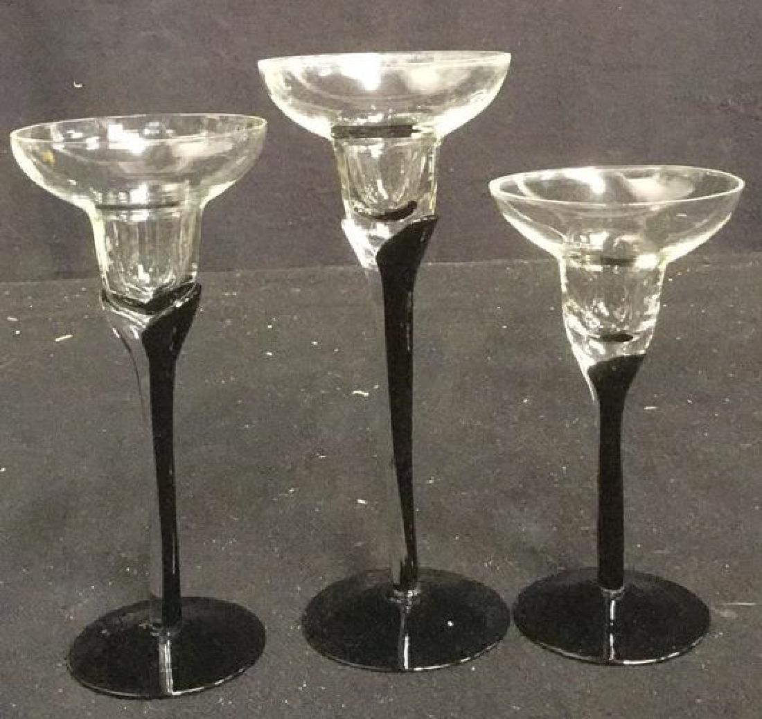 Hand blown 3 Piece Candlestick Set (1 of 5)