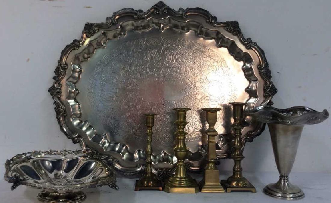 Group Vintage Silver Plate Brass Table Top (1 of 9)