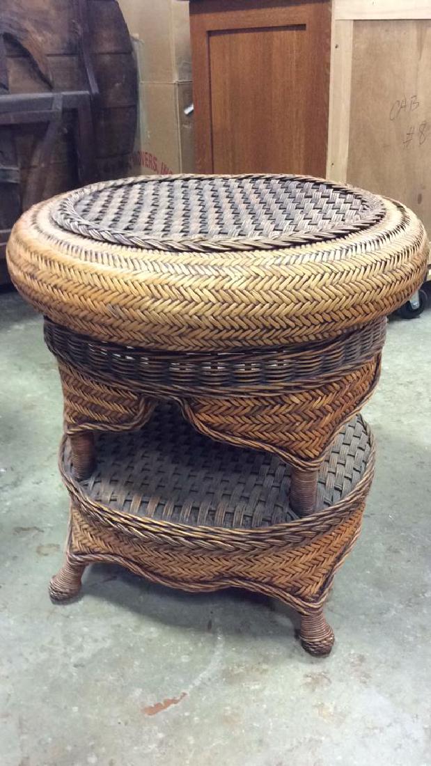 Round Wicker Rattan End Table (1 of 6)
