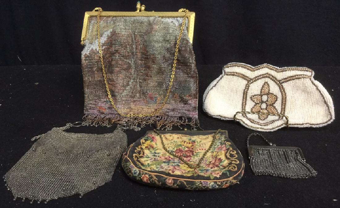 Group Lot 5 Vintage Coin Beaded Mesh Women's Bags (1 of 9)