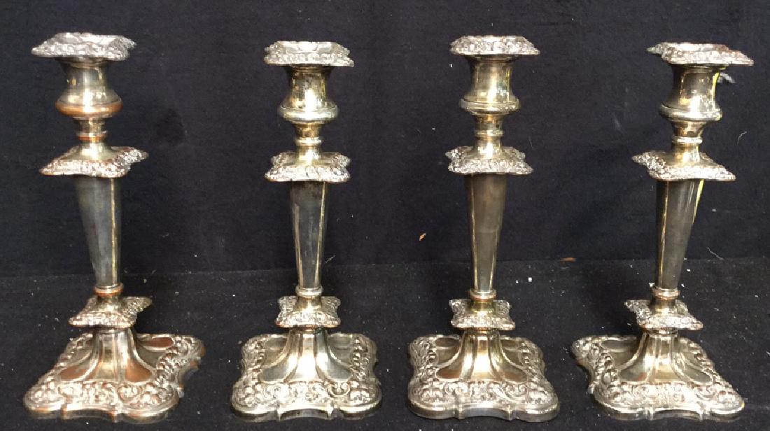 4 Vintage Decorative Silver Plate Candlesticks (1 of 6)