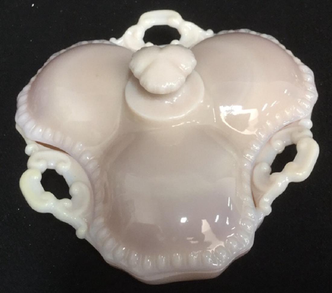 Vintage Pink Handled Opalescent Divided Bowl (1 of 9)