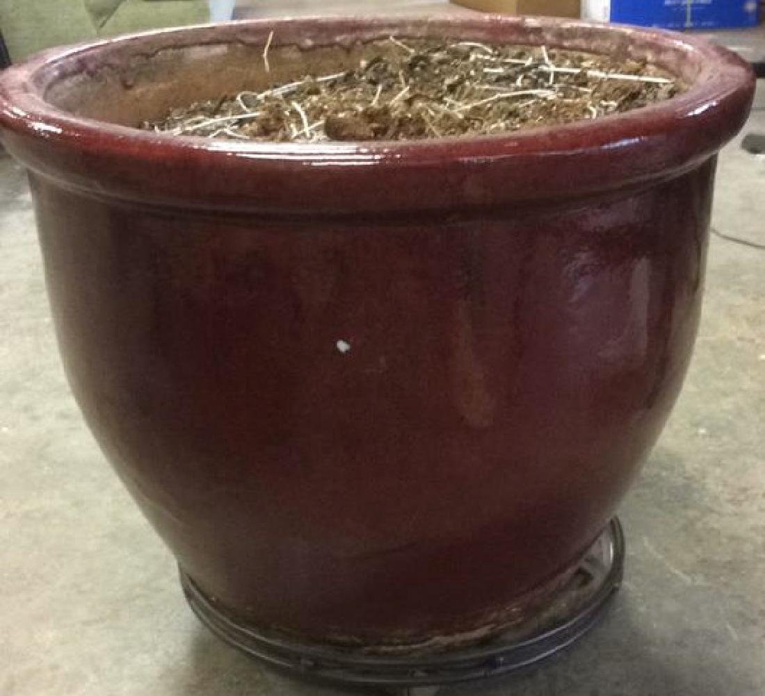 2 Oversized Glazed Pottery planters Plant Caddies (1 of 7)