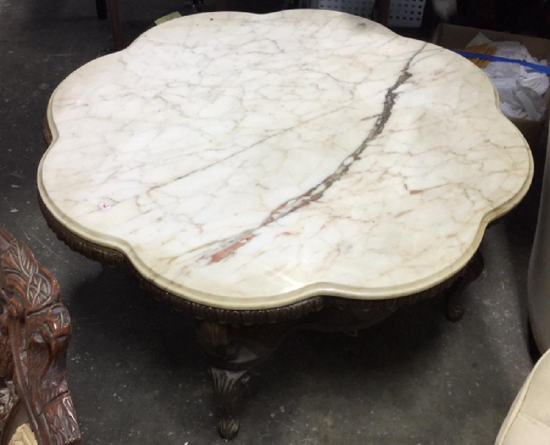 Marble Topped Carved Vintage Coffee Table (1 of 7)
