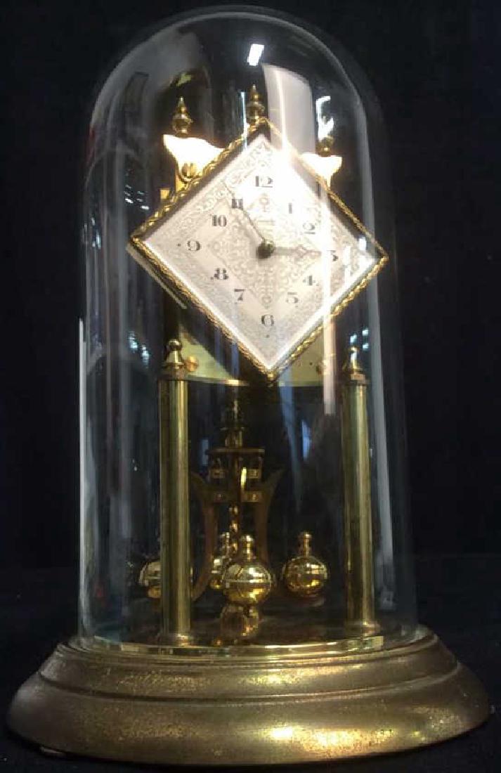 Vintage Kundo Brass Mantle Clock with Glass Dome (1 of 7)