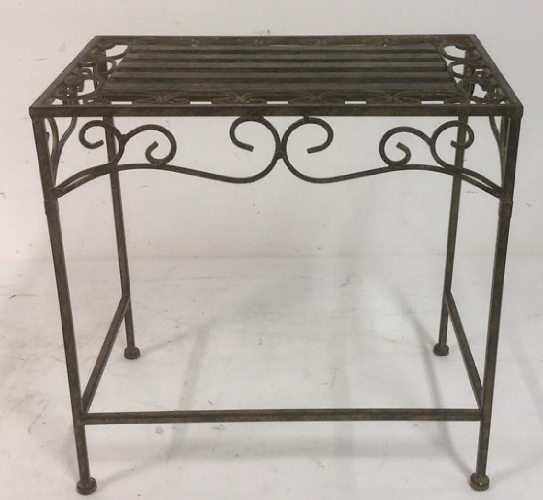 Metal Slat Top Scroll Design Stand End Table (1 of 9)