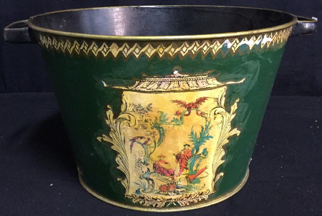 Antique Hand Painted Metal Tole Bucket (1 of 10)