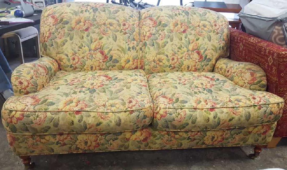Upholstered Floral Design Two Seat Couch (1 of 7)