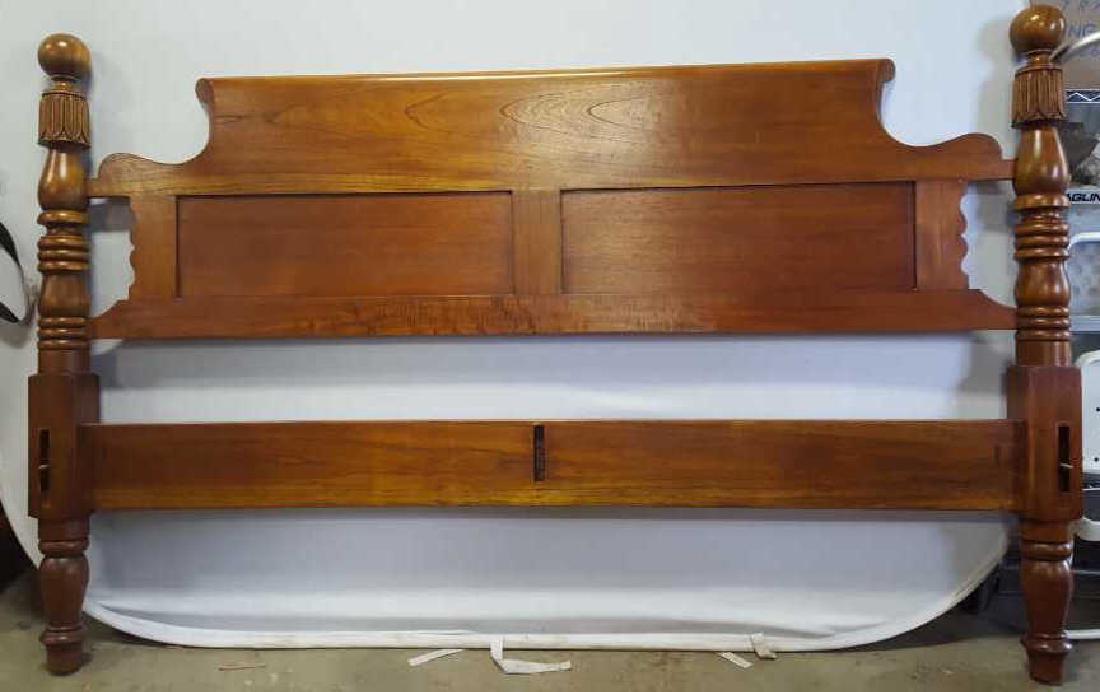 Signed Carved Cherry Wood King Bed (1 of 9)