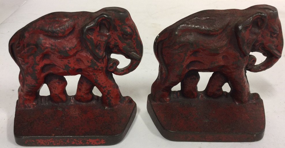 Pair Painted Iron Elephant Bookends (1 of 8)