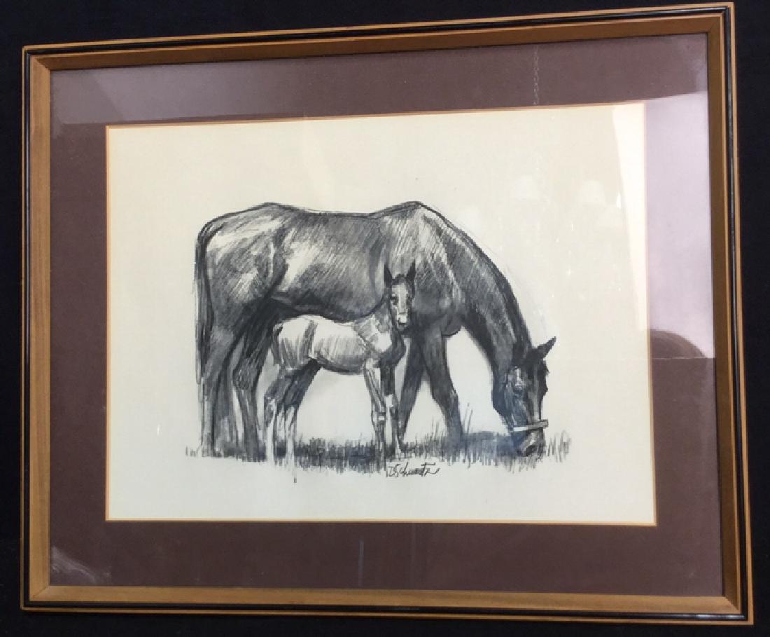 D. Schwartz Original Signed Drawing Horses (1 of 7)