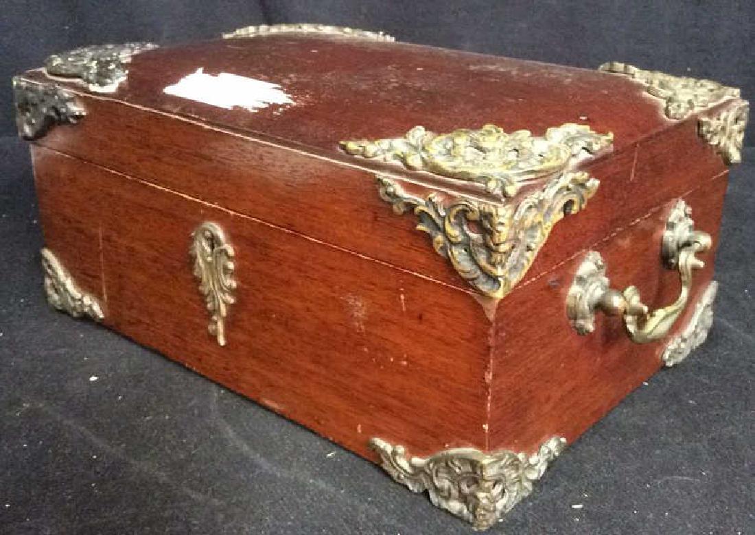 Vintage Wood Treasure Box with decorative Brass (1 of 9)