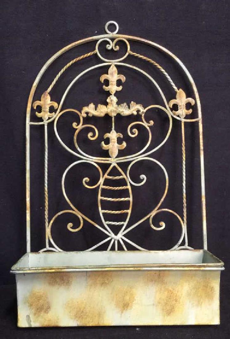 Metal Green Hanging Box Basket Distressed Look (1 of 7)