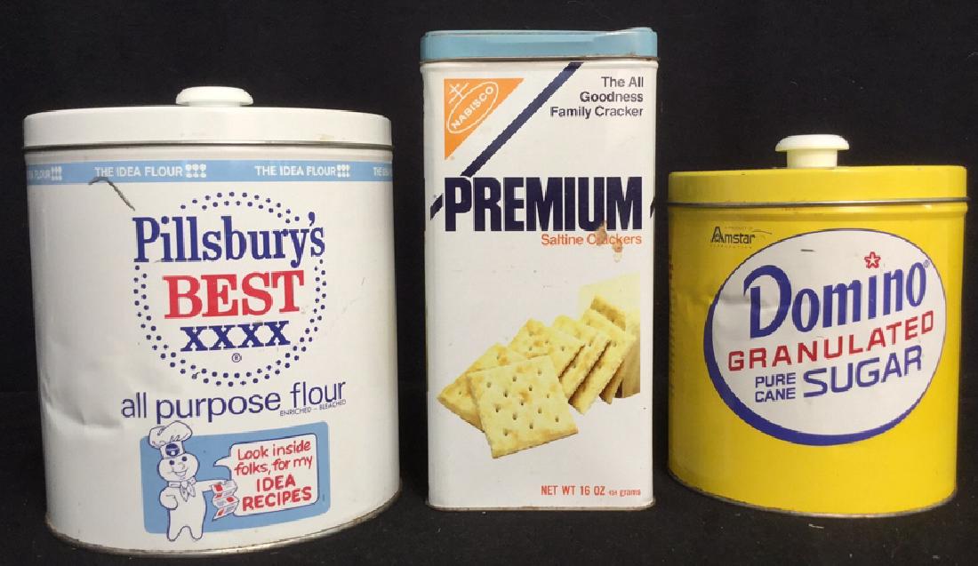 Group 3 Vintage Lidded Tins Crackers Sugar Flour (1 of 6)